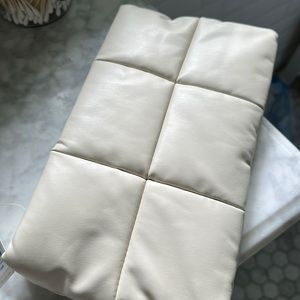 Quilted vegan leather zipper clutch